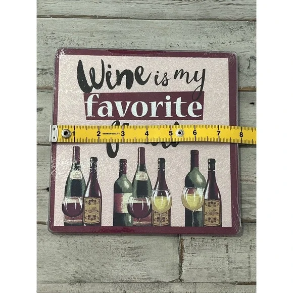 Wine Is My Favorite Fruit Design Glass Cutting Board 7.75" X 7.75" - NEW - Picture 5 of 7